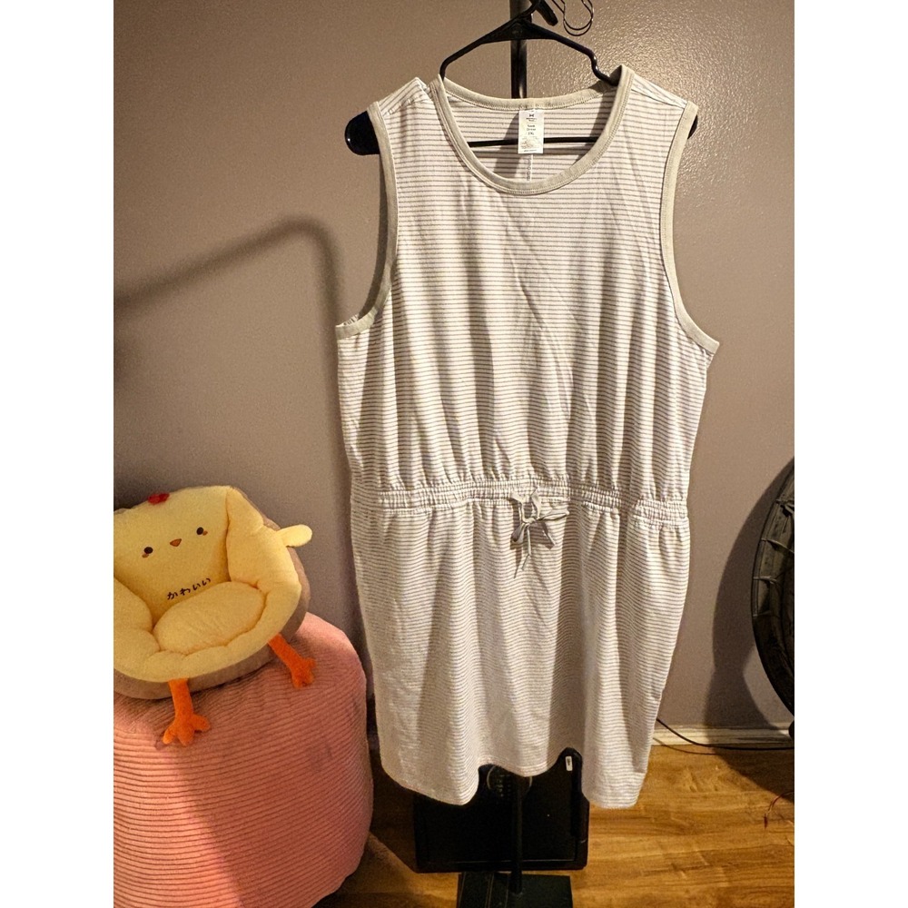 Members Mark Gray and‎ White Striped, Adj Waist Tank Dress Sz XXL